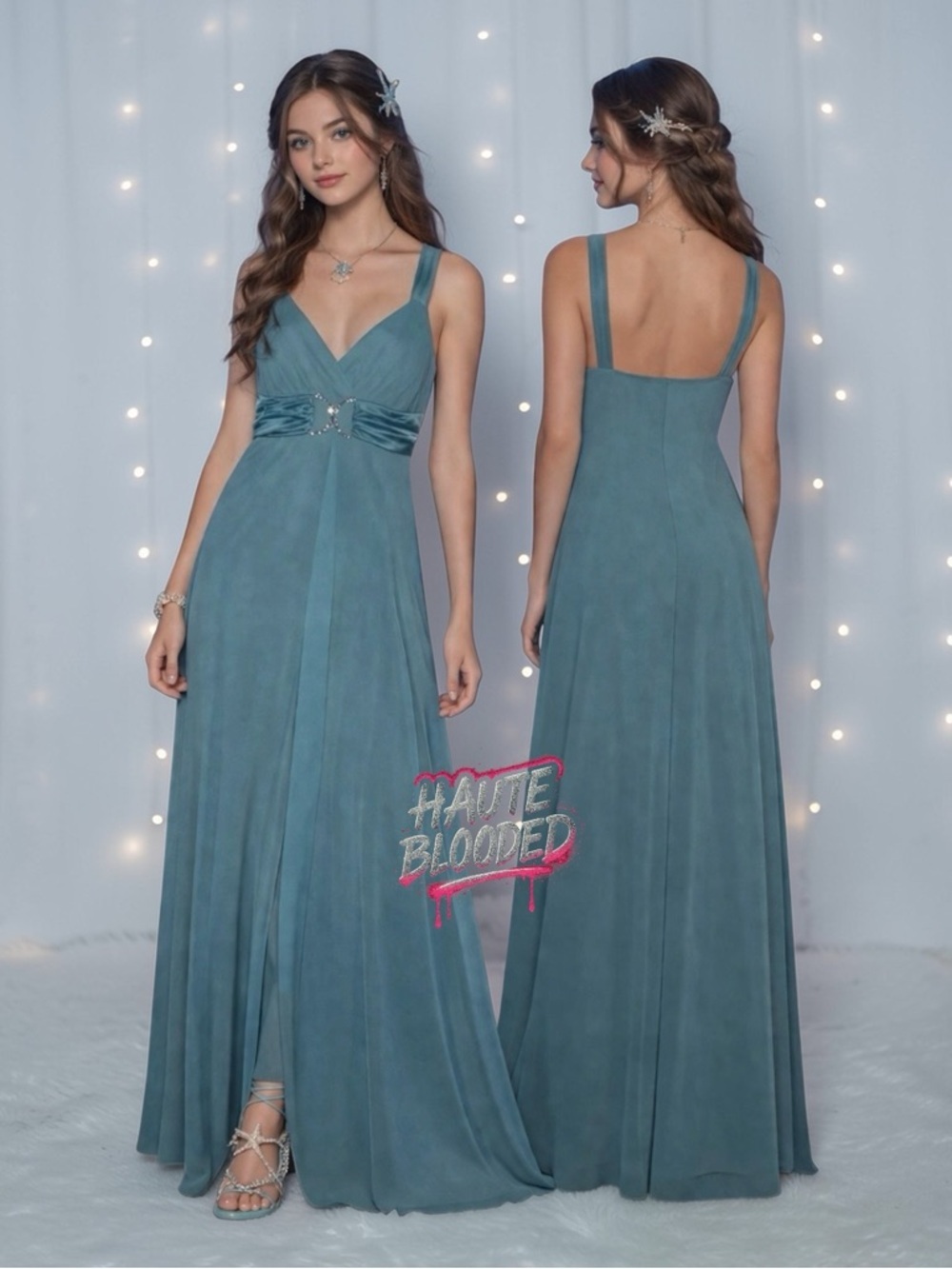 Taboo Dress Vintage 90’s McBling  Mermaidcore Bling y2k Rhinestone Chiffon Prom